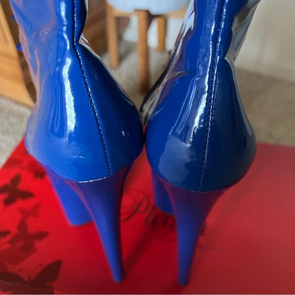 Pleaser Flamingo-1050 Royal Blue Mid Calf Boot - Picture 13 of 14